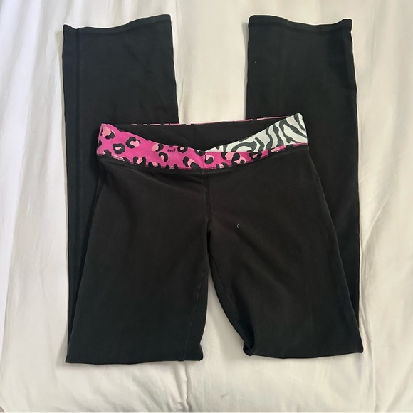 Y2K PINK Victoria's Secret foldover Waist Flare Yoga Pants - Picture 2 of 4